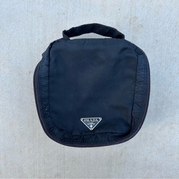 Prada Vintage Navy Nylon Hand Pouch Authentic - Picture 1 of 9